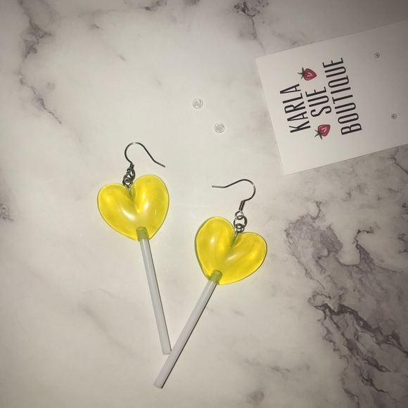 Heart Shape Lollipop Earrings - Picture 2 of 7
